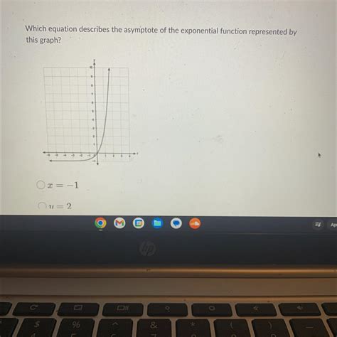 Which equation describes the asymptote of the exponential function ...