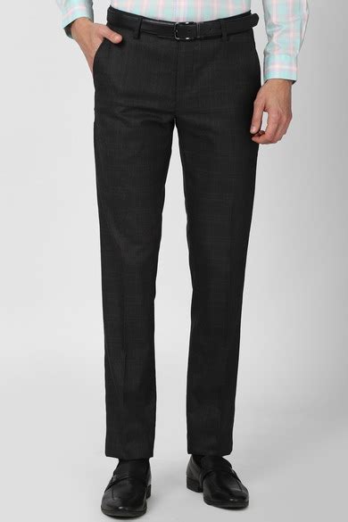 Buy Men Black Check Formal Trousers Online - 680053 | Peter England