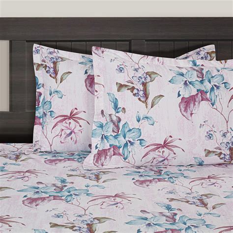 Buy SWAYAM Pastel Vogue-White Floral Printed Double Bedsheet Set-3Pcs ...