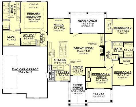 4 Bedroom Craftsman Ranch House Plan: Plan 7229 - Plan 7229