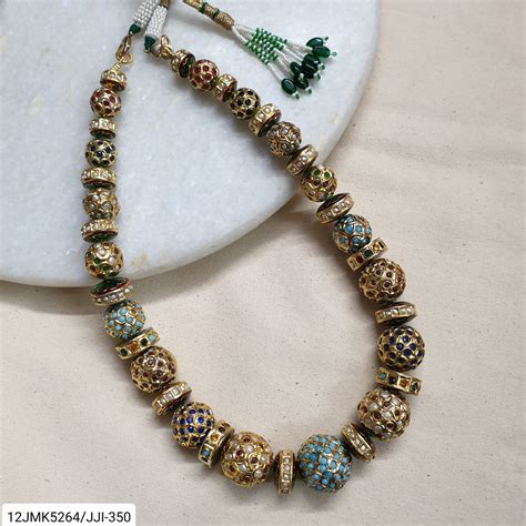 Traditional Jadau Disc Bead Necklace – Jaipri