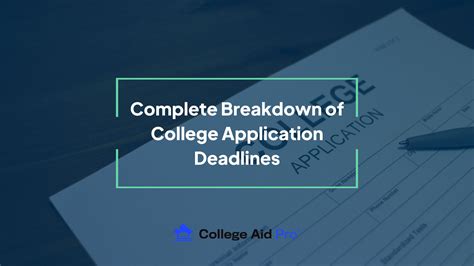 Complete Breakdown of College Application Deadlines - College Aid Pro