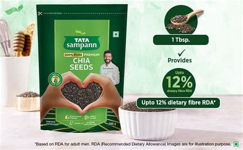 Tata Sampann Pure Chia Seeds, 200g, Rich in Calcium & Protein, Source ...