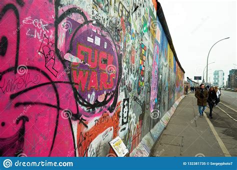 Germany. Berlin Wall with Drawings in Berlin. February 17, 2018 ...