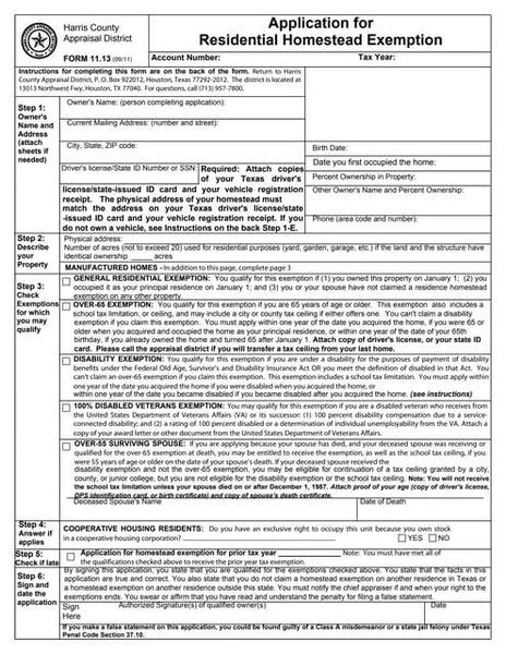 Harris County Homestead Exemption Form 2023 - Printable Forms Free Online