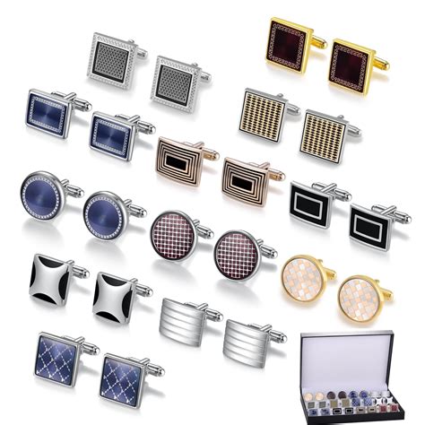 Amazon.com: Cufflinks Set 12 Pairs Cuff Links Men-Fashion Men Cufflinks ...