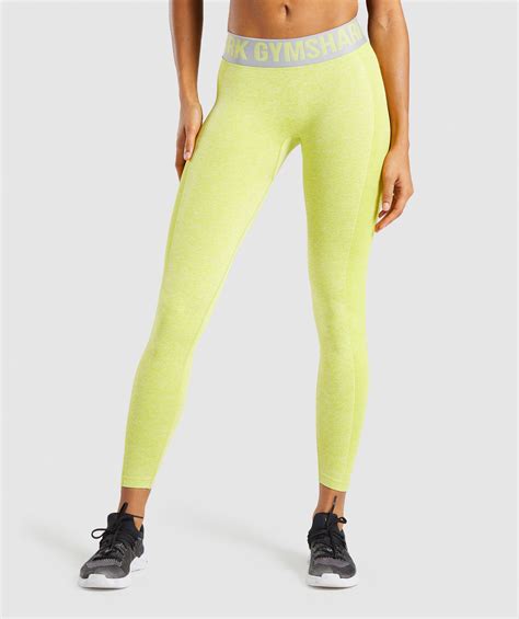 Gymshark Flex Low Rise Leggings - Lime Marl/Light Grey | Gymshark