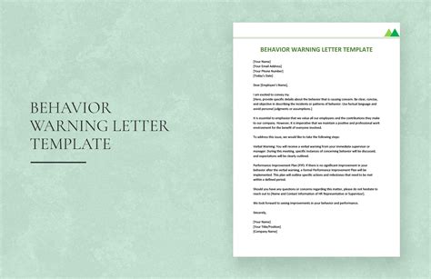 Behavior Warning Letter Template in Word, Google Docs - Download ...