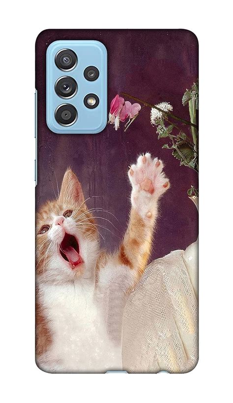 Blutec Cat and Flower Design Printed Polycarbonate Back Case Cover for ...