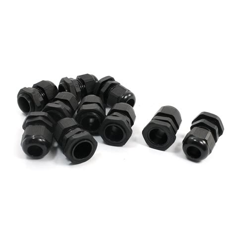 uxcell 10 PCS PG13.5 19mm Thread Black Waterproof Cable Glands Joints 6 ...