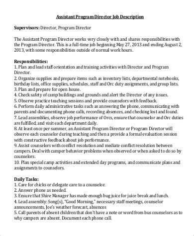 Image result for Assistant Program Director Job Description