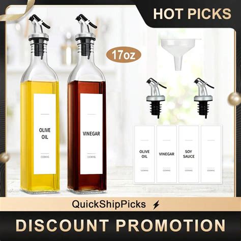 2Pcs Glass Oil Dispenser Dispenser Bottles For Kitchen, 17oz Oil And ...