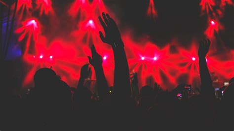 Download wallpaper 1366x768 hands, concert, audience, silhouettes ...