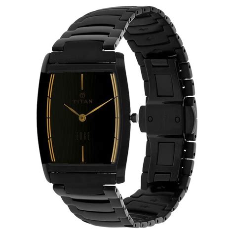 Buy Online Titan Edge Black Tonneau Dial Analog Stainless Steel Strap ...
