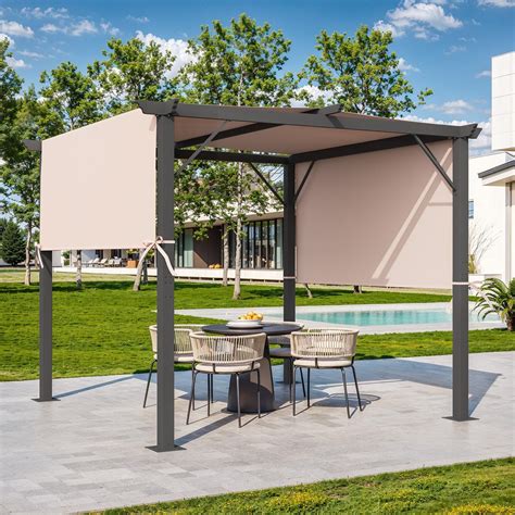 Amazon.com: EROMMY Outdoor Pergola 10' x 10', Freestanding Metal ...
