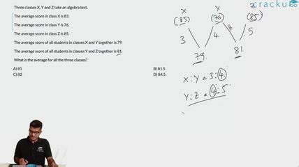 [Video] Three classes X, Y and Z take an algebra test. The average ...