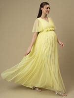 Buy Yellow Floor-Length Maternity Maxi Formal Gown