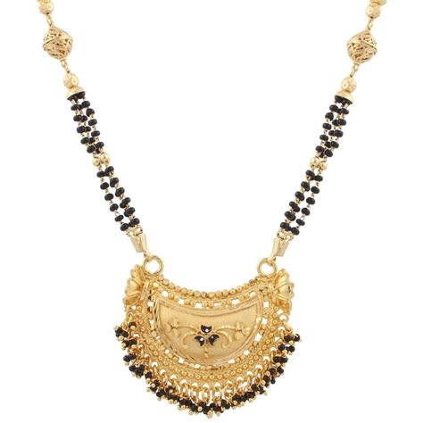 Traditional Gold Plated Black Bead Chain Imitation Mangalsutra ...