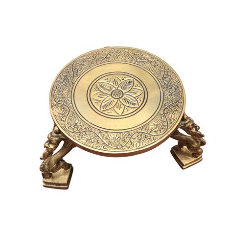 The Advitya | Ritual Chowki with Yali Legs | Brass Pooja Chowki Online