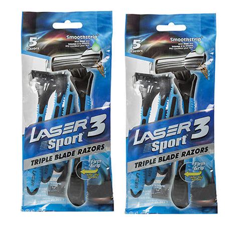 Laser Men 2 Pack Of Laser Sport 3 Triple Blade Razor 5+5 Total 10 Pcs ...
