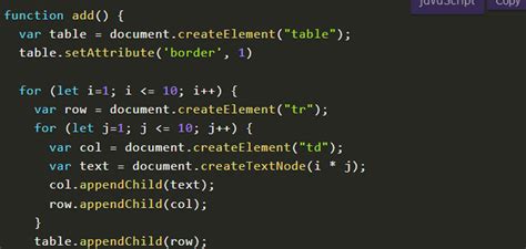 Image result for Multiplication Table JavaScript