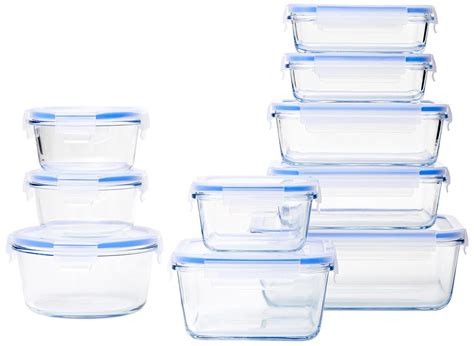 Buy AmazonBasics Glass Locking Food Storage containers ,10 Piece Set ...