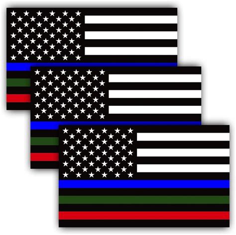 ANLEY 3 Pcs Thin Line US Flag Decal 5X3 inch - Blue Green and Red ...