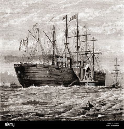 SS Great Eastern. Iron sailing steam ship designed by Isambard Kingdom ...