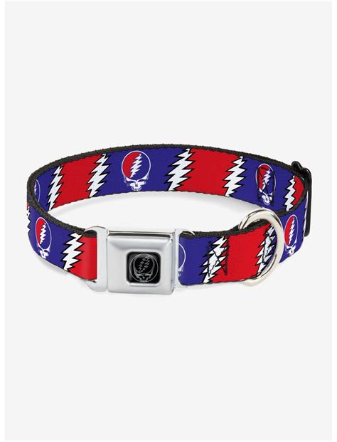 Grateful Dead Steal Your Face Lightning Bolt Seatbelt Buckle Dog Collar ...