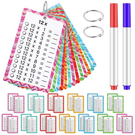 Buy 13 Packs Multiplication Flash Cards with 2 Dry Erase Markers and 2 ...