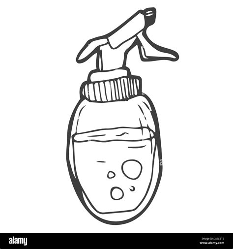 Vector hand drawn Cleaning spray bottle outline doodle icon. Cleaning ...