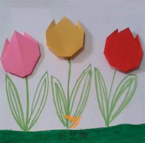 儿童手工折纸康乃馨粘贴画母亲节礼物制作教程 - 纸艺网