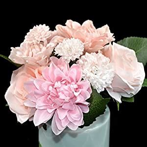 Buy WF001 Light pnk : Silk flower wedding bouquet roses dahlias ...