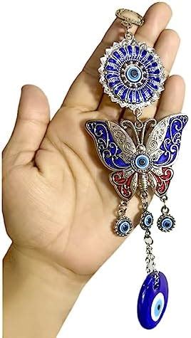 Buy BLUE BEADS 3 Layer Butterfly with Evil Eye Pendant Decoration, Wall ...