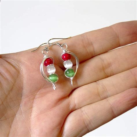 Buy Hungarian Flag Colors Red White and Green Earrings - Handmade ...