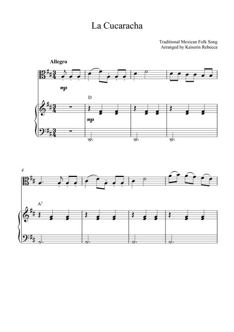 La Cucaracha (arr. Kaiserin Rebecca) por Traditional Mexican Folk Song ...