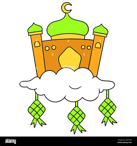 An icon of the mosque for Muslim places of worship on the clouds ...