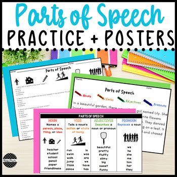 Color by parts of speech | parts of speech anchor charts | TPT