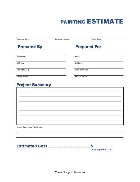 Painting Estimate Template | Invoice Maker