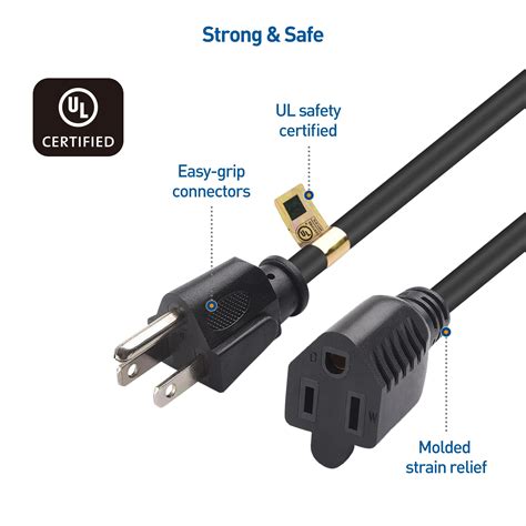 Buy Cable Matters 2-Pack 16 AWG Heavy Duty Power Extension Cord 10 ft ...