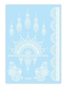 4pcs White Henna Mandala Floral Pattern Lace Ribbon Design Sexy ...