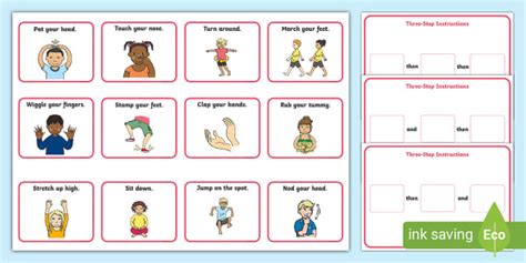 EYFS Three-Step Instruction Cards - Twinkl - SALT