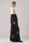 Buy Black Silk, Satin Embroidery Color Block Dori Detailed Blazer For ...