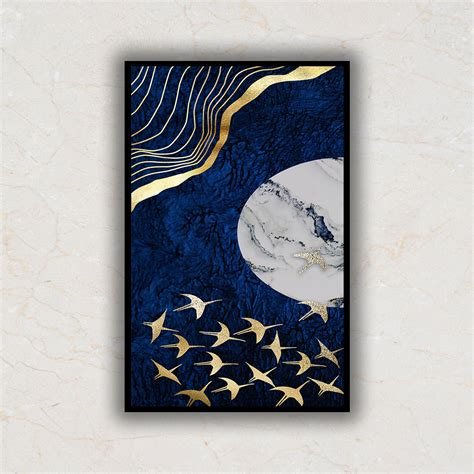 Set Of 2 The Flight of Gold Abstract Art Painting For Home Wall Decor ...