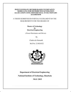 Point Estimate Method Based Uncertainty Modelling For Distributed ...