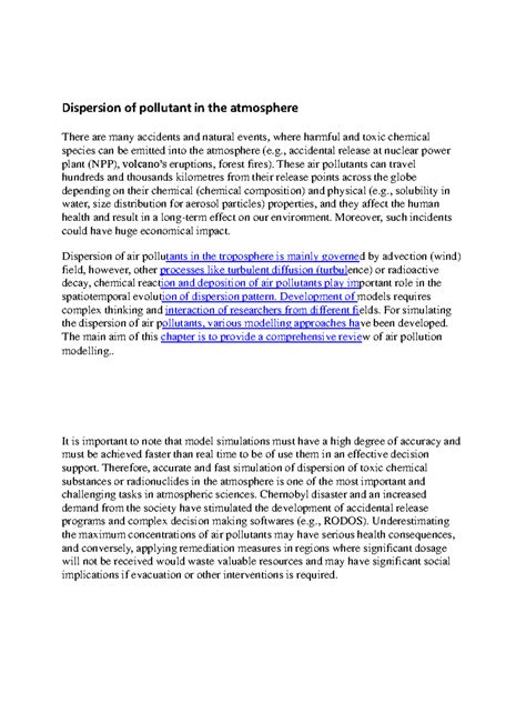 Gaussian dispersion theory assignment 2 - Dispersion of pollutant in ...