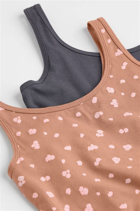 2-pack jersey dresses - Dark beige/Dark grey - Kids | H&M IN