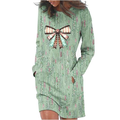SMihono Womens Long Sleeve Spring Dresses 2025 Crewneck Flowy Dress Y2K ...