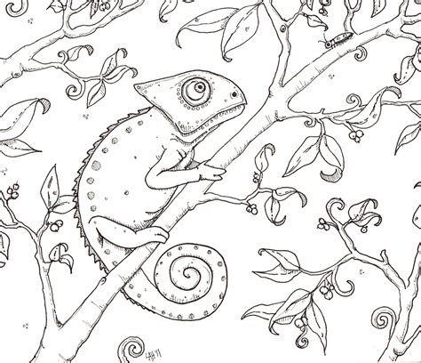 Hedgie's Desk: Chameleon Coloring Page