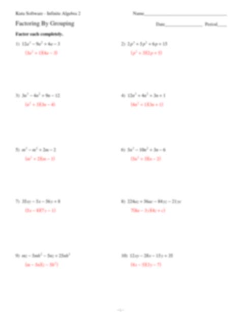 KutaSoftware: Algebra 1- Factoring By Grouping Part 3 - Worksheets Library